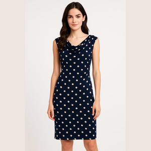 EUC Women's db Dress Size 14 Navy White Polka Dot